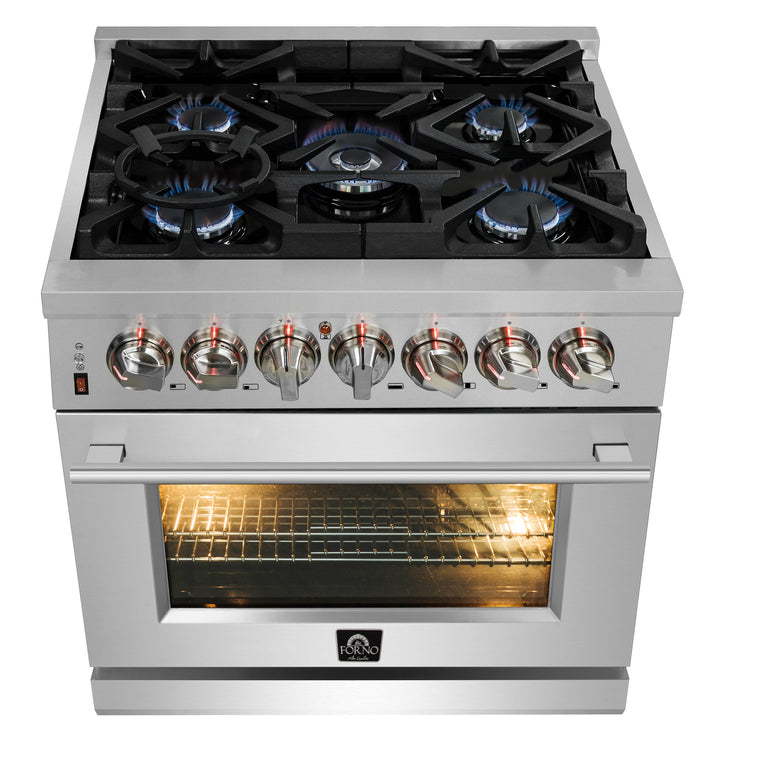 Forno Appliance Package - 30" Dual Fuel Range, 60" Refrigerator, Dishwasher, Microwave Drawer, AP-FFSGS6125-30-W-7