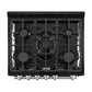 FORNO Espresso Leonardo 30" 5 cu. ft. Gas Range in Black with Silver Handles, FFSGS1116-30BLK