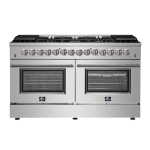 FORNO Galiano 60" 8.64 cu. ft. Dual Fuel Range with 10 Italian Burners in Stainless Steel, FFSGS6156-60