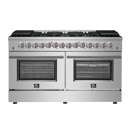 FORNO Galiano 60" 8.64 cu. ft. Dual Fuel Range with 10 Italian Burners in Stainless Steel, FFSGS6156-60