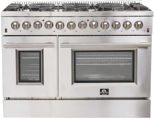 FORNO Appliance Package - 48" Gas Burner, Electric Oven Range, Range Hood, 36" Refrigerator, Dishwasher, Microwave Drawer, AP-FFSGS6156-48-22