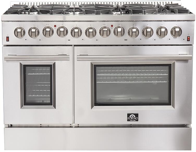 Forno Appliance Package - 48" Gas Burner, Electric Oven Range, Range Hood, 60" Refrigerator, Dishwasher, AP-FFSGS6156-48-16