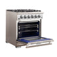 FORNO Capriasca 30″ 4.32 cu. ft. Gas Range with 5 Italian Burners in Stainless Steel, FFSGS6260-30