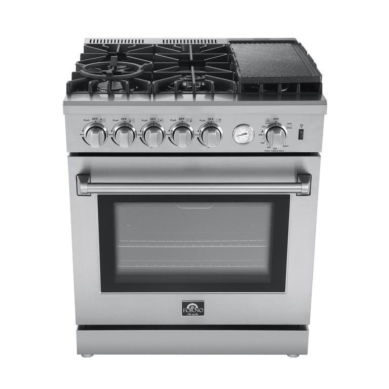 Forno 30" Gas Range with 5 Sealed Burners, Air Fryer and Griddle, FFSGS6276-30