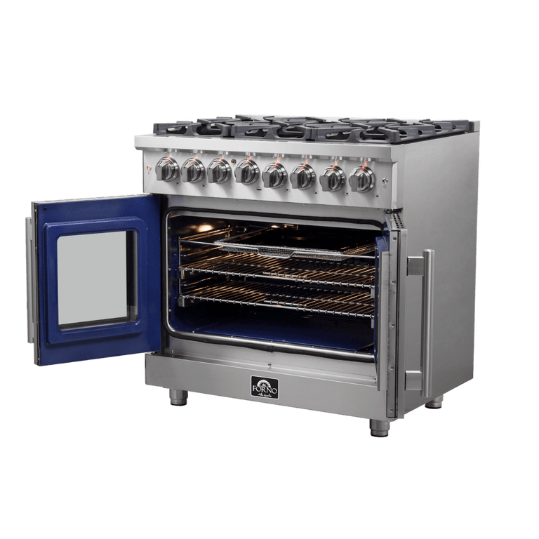 Forno 36″ Freestanding French Door Dual Fuel Range with 6 Burners, FFSGS6325-36