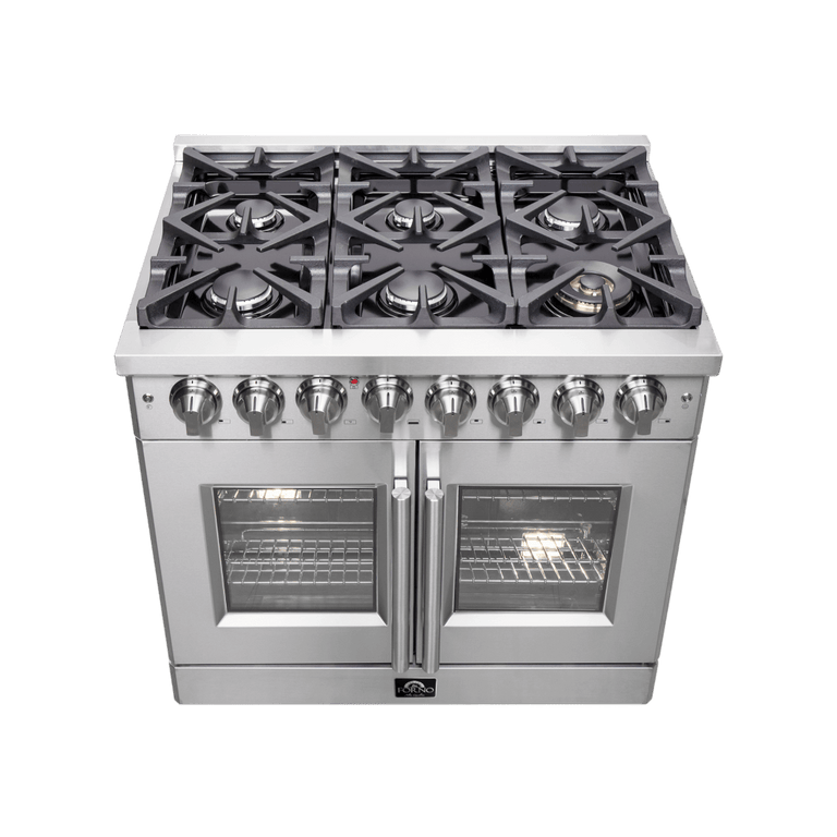 Forno 36″ Freestanding French Door Dual Fuel Range with 6 Burners, FFSGS6325-36