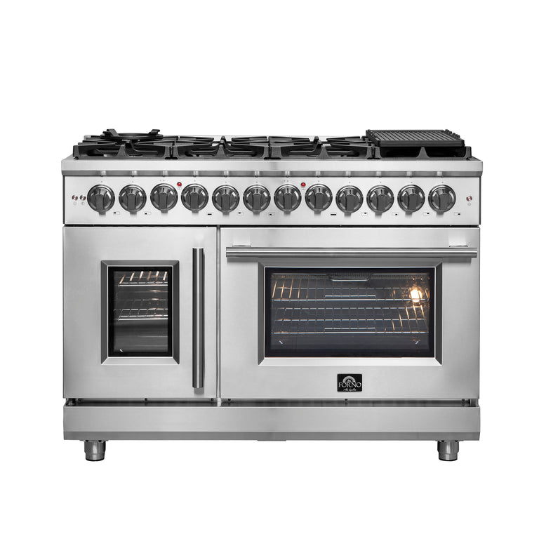 Forno 48″ Freestanding French Door Dual Fuel Range with 8 Burners, FFSGS6325-48