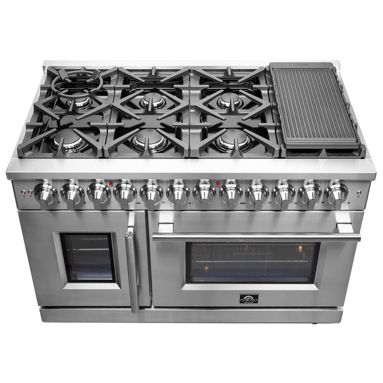 Forno 48″ Freestanding French Door Dual Fuel Range with 8 Burners, FFSGS6325-48