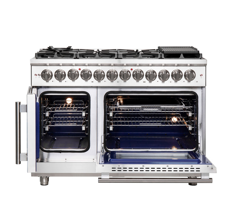 Forno 48″ Freestanding French Door Dual Fuel Range with 8 Burners, FFSGS6325-48