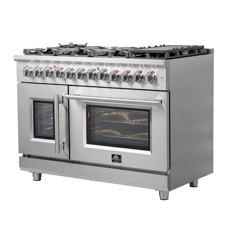 Forno 48″ Freestanding French Door Dual Fuel Range with 8 Burners, FFSGS6325-48