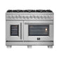 FORNO Capriasca 48" 6.58 cu. ft. Dual Fuel Range with 8 Brass Burners, Air Fryer Kit, Rotisserie Kit, Wok Support & Griddle in Stainless Steel, FFSGS6387-48