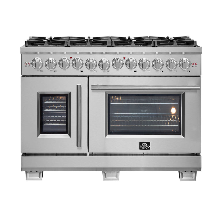 Forno 48" Professional Gas Burner, Electric Oven Range With French Door And 8 Sealed Burners, FFSGS6387-48