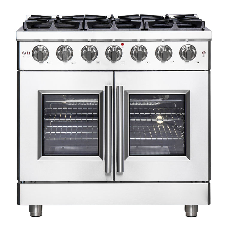Forno 36″ Freestanding French Door Gas Range with 6 Burners, FFSGS6439-36