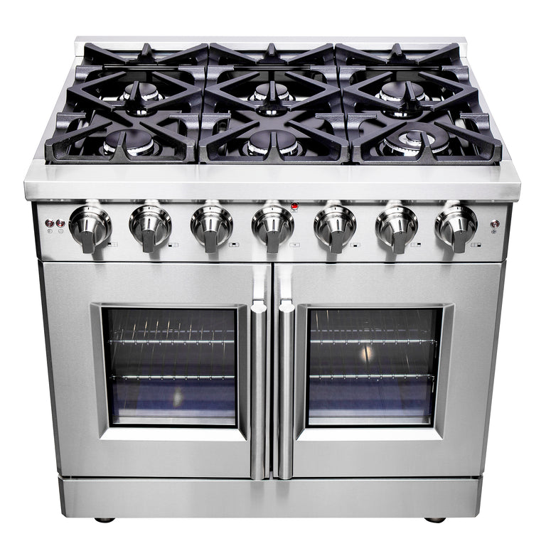 Forno 36″ Freestanding French Door Gas Range with 6 Burners, FFSGS6439-36