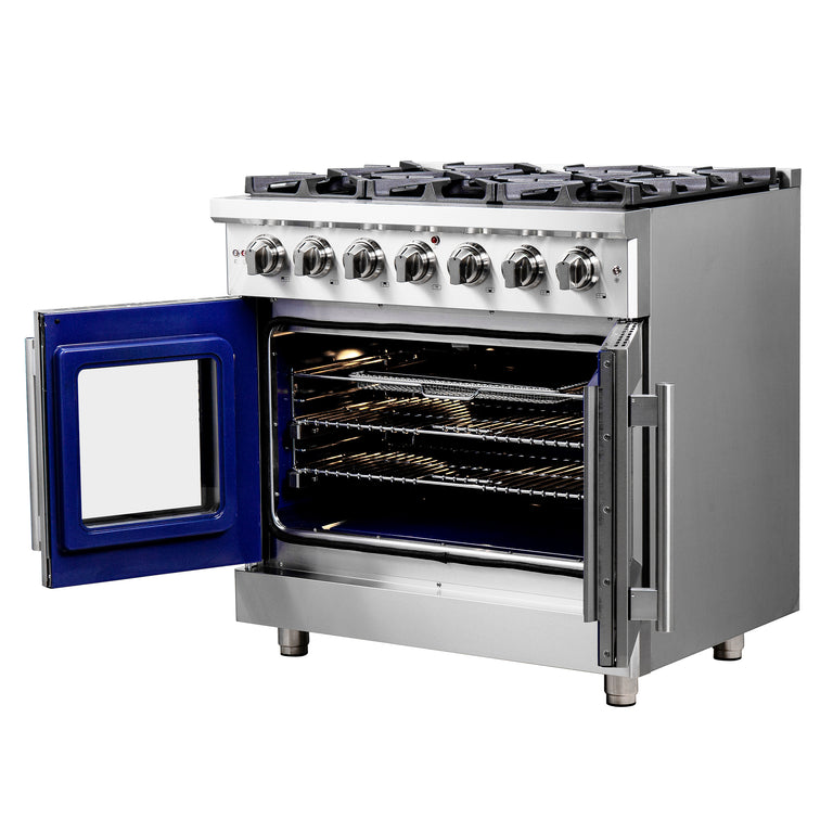 Forno 36″ Freestanding French Door Gas Range with 6 Burners, FFSGS6439-36