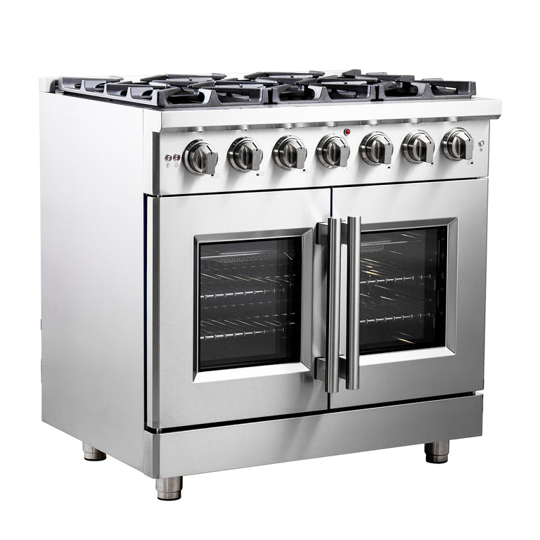Forno 36″ Freestanding French Door Gas Range with 6 Burners, FFSGS6439-36