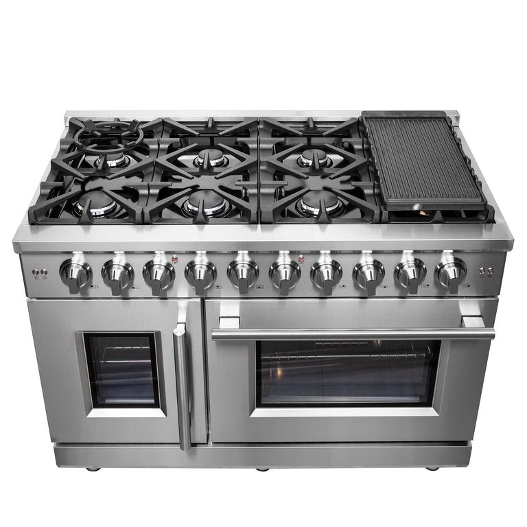 Forno 48″ Freestanding French Door Gas Range with 8 Burners, FFSGS6439-48