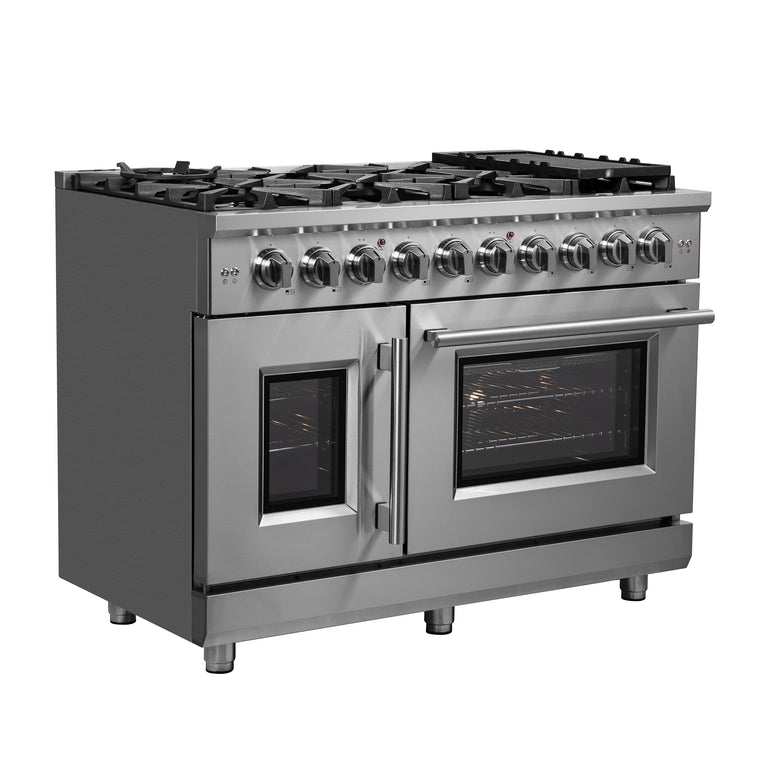 Forno 48″ Freestanding French Door Gas Range with 8 Burners, FFSGS6439-48