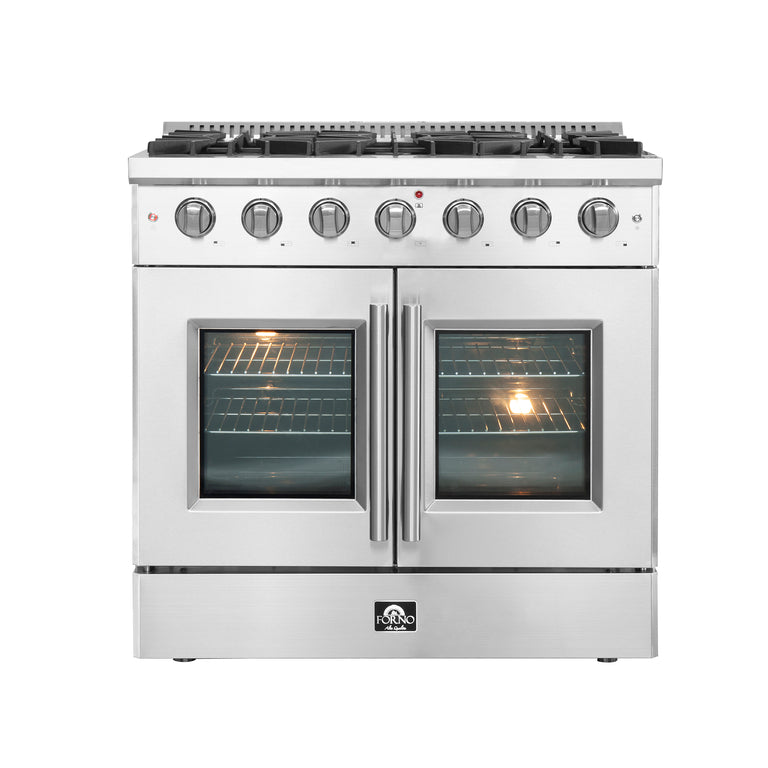 Forno 36" Freestanding Gas Range with French Door in Stainless Steel, FFSGS6444-36