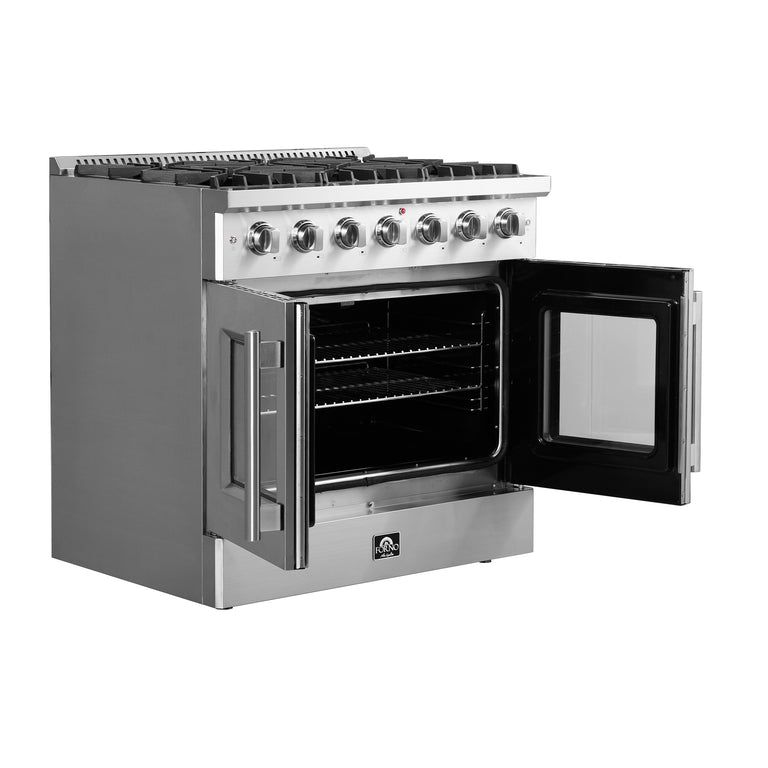 Forno 36" Freestanding Gas Range with French Door in Stainless Steel, FFSGS6444-36