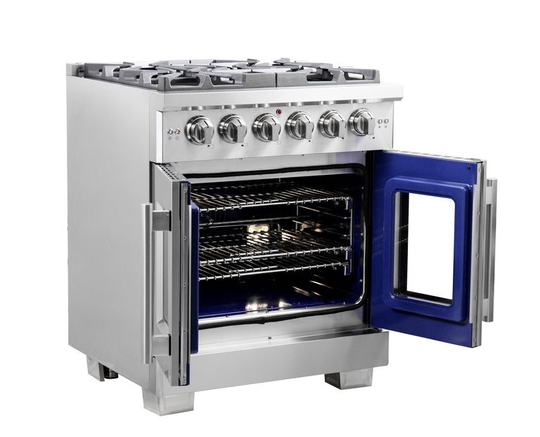 Forno 30" Professional Gas Range With French Door And 5 Sealed Burners, FFSGS6460-30