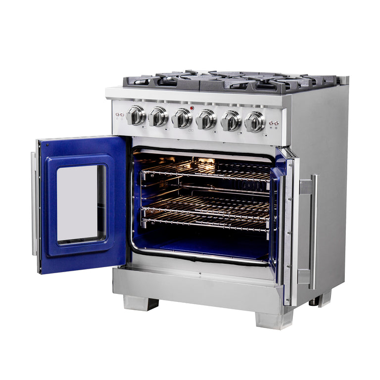 Forno 30" Professional Gas Range With French Door And 5 Sealed Burners, FFSGS6460-30