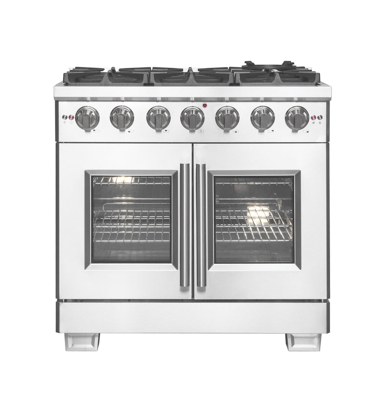 Forno 36" Professional Gas Range With French Door And 6 Sealed Burners, FFSGS6460-36