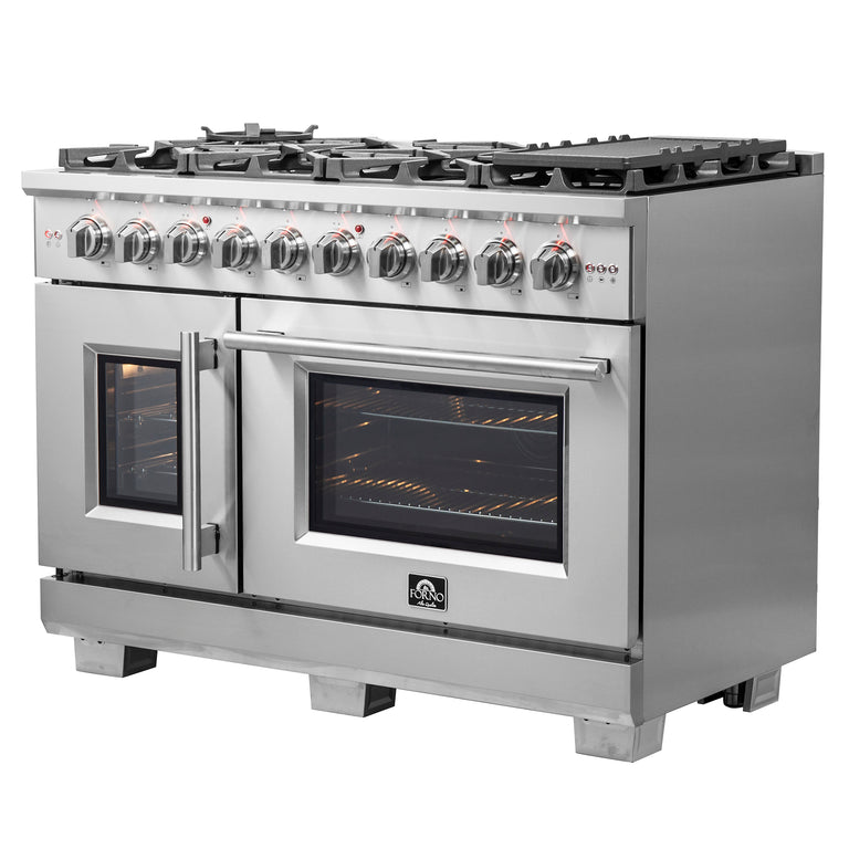 Forno 48" Professional Gas Range With French Door And 8 Sealed Burners, FFSGS6460-48