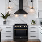 FORNO Espresso Leonardo 30" 5 cu. ft. Induction Range with Knob Control in Black and Antique Brass Accents, FFSIN0982-30BLK