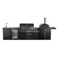 FORNO Outdoor Kitchen Set - Gas Grill with 4 Burners, Gas Pizza Oven, Sink Module/Beverage Center with Black Sintered Stone Countertop