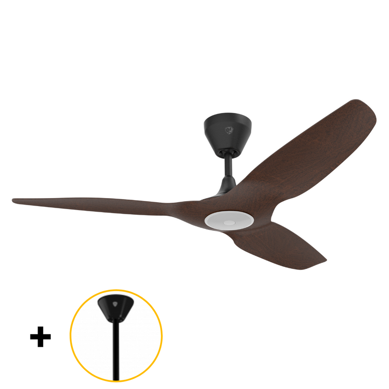 Big Ass Fans Haiku L 52" Ceiling Fan with Cocoa Bamboo Blades, Black Finish and 62.8" Downrod Accessory