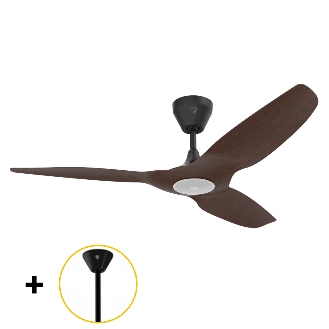 Big Ass Fans Haiku L 52" Ceiling Fan with Cocoa Bamboo Blades, Black Finish and 22" Downrod Accessory