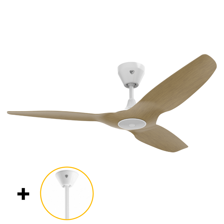 Big Ass Fans Haiku L 52" Ceiling Fan with Caramel Bamboo Blades, White Finish and 22" Downrod Accessory
