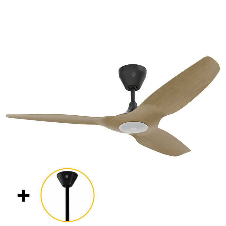Big Ass Fans Haiku L 52" Ceiling Fan with Caramel Bamboo Blades, Black Finish and 22" Downrod Accessory
