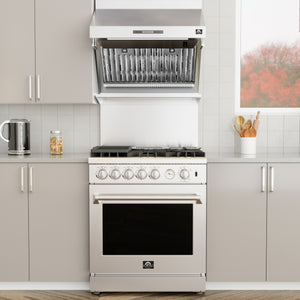 FORNO Savona 30" 600 CFM Wall Mount Range Hood with Back Splash and Baffle Filters, FRHWM5029-30