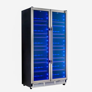 FORNO Vernazza 40" 25.07 cu.ft. 166 Bottle Dual Zone Wine Cooler in Stainless Steel, FWCDR6642-40S