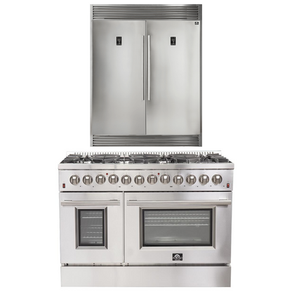 FORNO Appliance Package - 48" Gas Burner, Electric Oven Range and 60" Refrigerator, FBDL-005-02CAUS