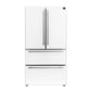 FORNO Espresso Moena 36" 19.2 cu. ft. Refrigerator with Ice Maker in White with Silver Handles, FFRBI1820-36WHT