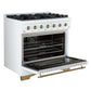 FORNO Espresso Antico 36" 4.5 cu. ft. Gas Range with 6 Sealed Burners in White with Antique Brass Accents, FFSGS6219-36WHT