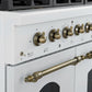 FORNO Antico 48" 5.5 cu. ft. Dual Fuel Range with 8 Sealed Burners and Griddle in White with Antique Brass Accents, FFSGS6113-48WHT
