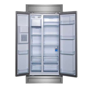FORNO Salerno 40" 20 cu. ft. Side-by-Side Built-In Refrigerator with Water and Ice Dispenser and Modern Trim Kit, FFRBI1844-40MG