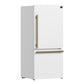 FORNO Espresso Milano 62" 34.4 cu. ft. Side-By-Side Refrigerator with Ice Maker in White with Antique Brass Accents, FFFFD1787-60WHT