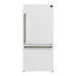 FORNO Espresso Milano 62" 34.4 cu. ft. Side-By-Side Refrigerator with Ice Maker in White with Antique Brass Accents, FFFFD1787-60WHT