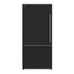 FORNO Espresso Milano 62" 34.4 cu. ft. Side-By-Side Refrigerator with Ice Maker in Black with Antique Brass Accents, FFFFD1787-60BLK