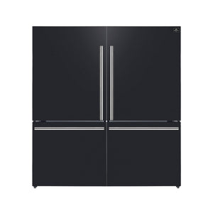 FORNO Espresso Milano 62" 34.4 cu. ft. Side-By-Side Refrigerator with Ice Maker in Black with Silver Accents, FFFFD1787-60BLK