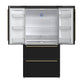 FORNO Espresso Moena 36" 19.2 cu. ft. Refrigerator with Ice Maker in Black with Antique Brass Handles, FFRBI1820-36BLK