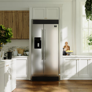 FORNO Salerno 40" 20 cu. ft. Side-by-Side Built-In Refrigerator with Water and Ice Dispenser and Grill Trim Kit, FFRBI1844-40SG