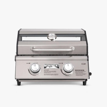 Monument Grills Table Top G22 Series | 2 Burner Gas Grill in Stainless Steel