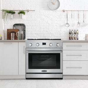 Cosmo Lumin 30" 4.8 cu. ft. Gas Range, 4 Burners, Convection Oven in Stainless Steel, COS-GRC304KB
