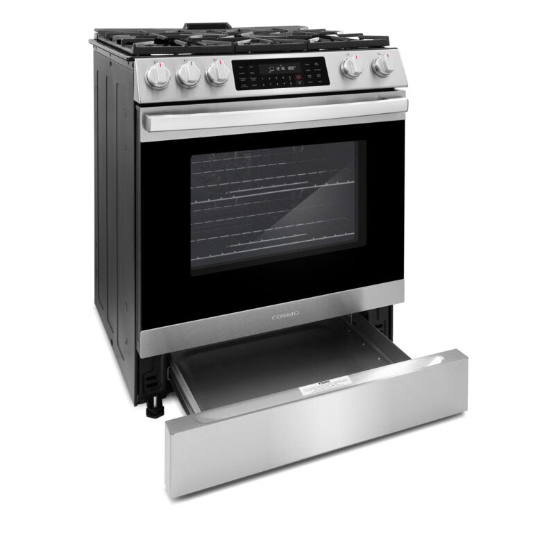 Cosmo Professional 30" 6.1 cu. ft. Slide-In Freestanding  Gas Range with 5 Sealed Gas Burners and Self Clean, Air Fry Oven in Stainless Steel
, COS-GRC305KTD